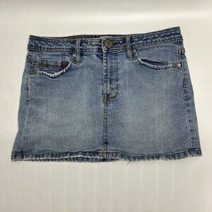 Vintage Y2K No Boundaries Denim Micro‎ Mini Skirt Size 7 Distressed Grunge